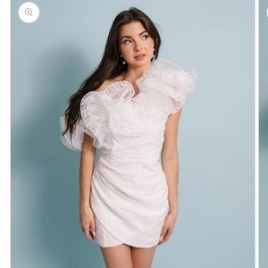 One shoulder white dress